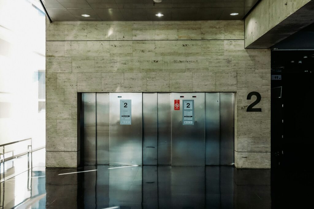 Modern lift interior with mobile signal coverage in a UK building